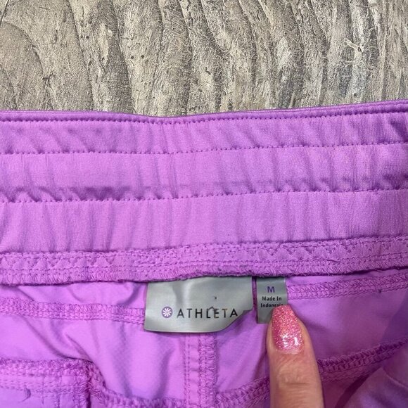 Athleta Go The Distance Shorts Medium Running Athletic Purple Thistle Pull On - Picture 3 of 7